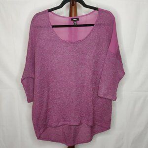 Mossimo women's size XXL sheer sweater purple heather scoop neck 3/4 sleeves